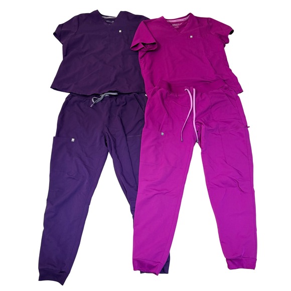 Fabletics Pants - Fabletics Womens Scrub Sets Lot of 2 Purple Magenta V-Neck Jogger Pants Large